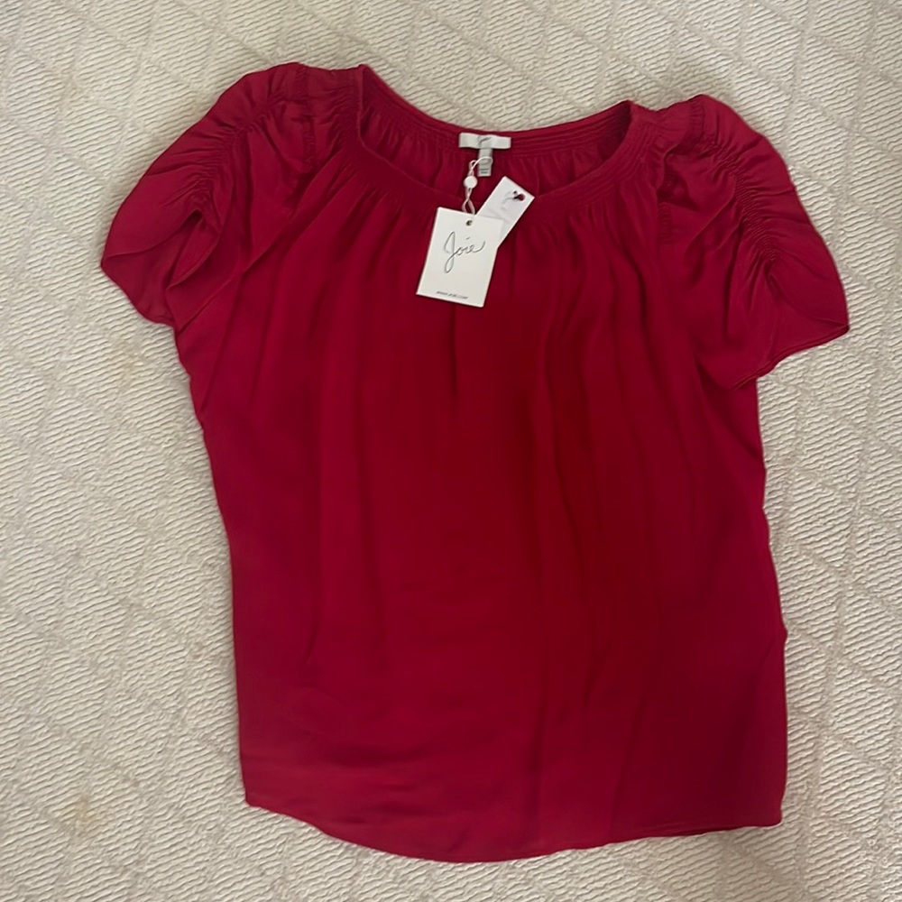 Joie silk red short sleeve top